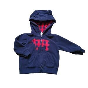 Carter's Baby Sz 6 Month Navy Blue Sweater Buffalo Plaid Polar Bear